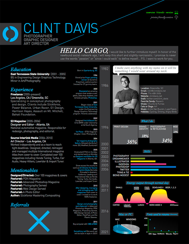 creative resume design Clint Davis