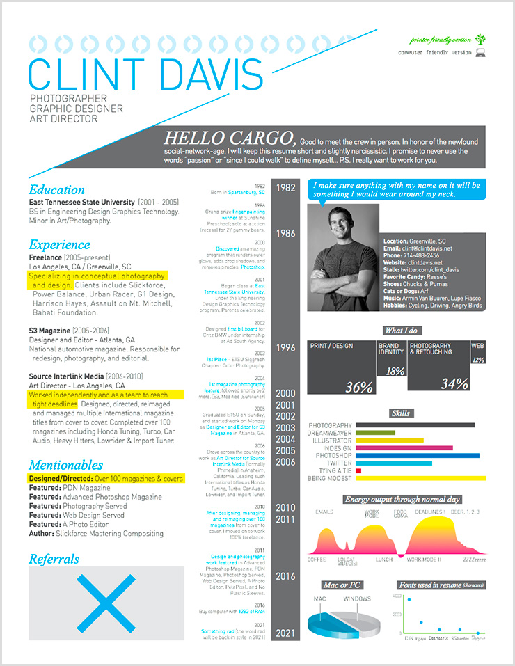 creative resume design Clint Davis