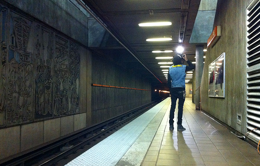 We got to ride the Marta train to and from the Museum. A little scary around midnight, but living in Los Angeles trained me to be tough!.. but that's not a street tough, that's Andy taking some pics :D